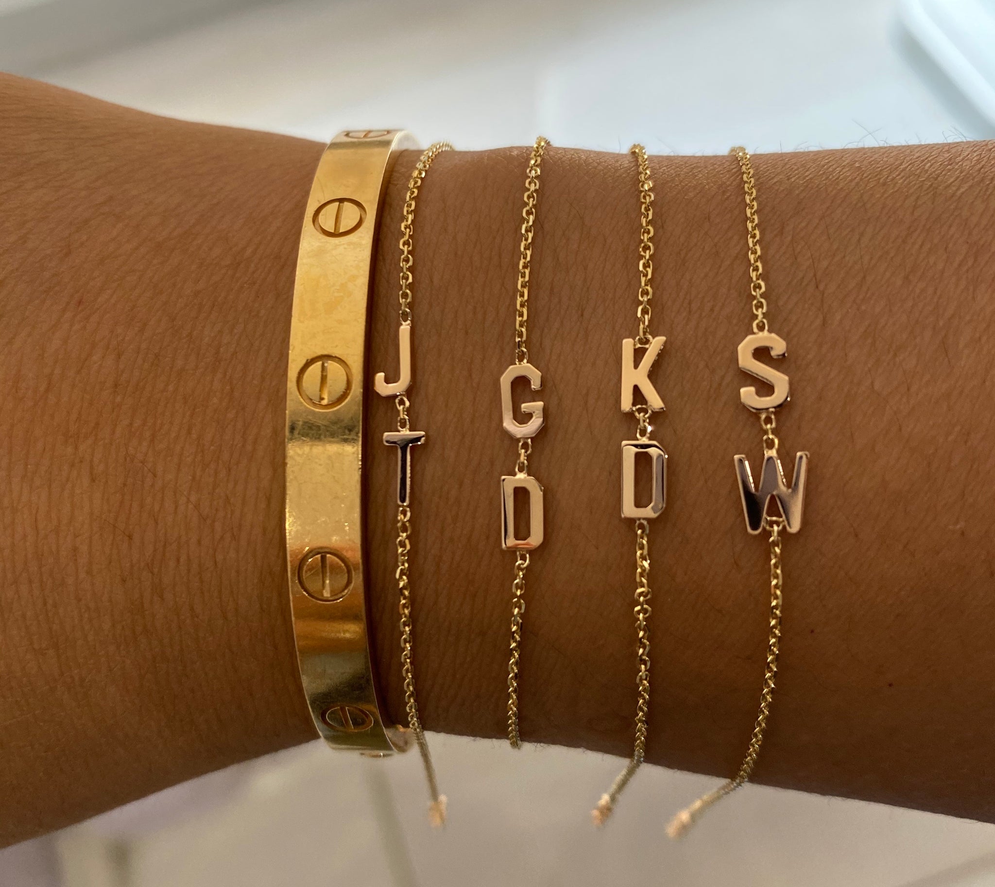 14k Solid Gold Initial Bracelet, Personalize 14k Gold Jewelry, Custom Letter  Bracelet, Personalized Jewelry, Initial Bracelet, Gold, Silver - Etsy