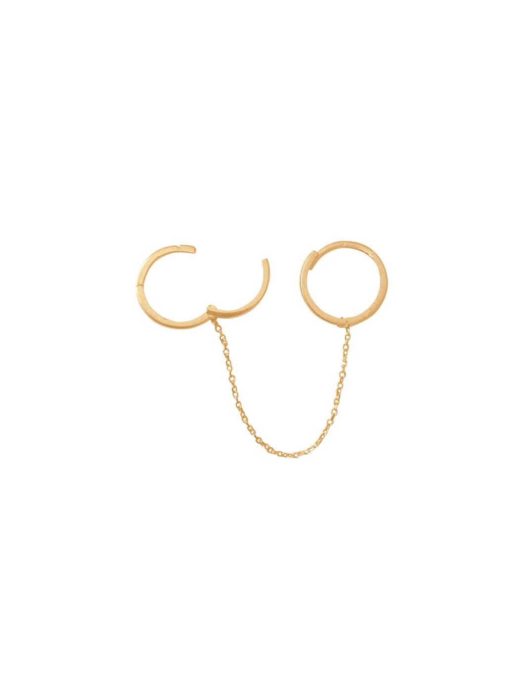 14KT Gold Double Huggie Chain Clicker Earring