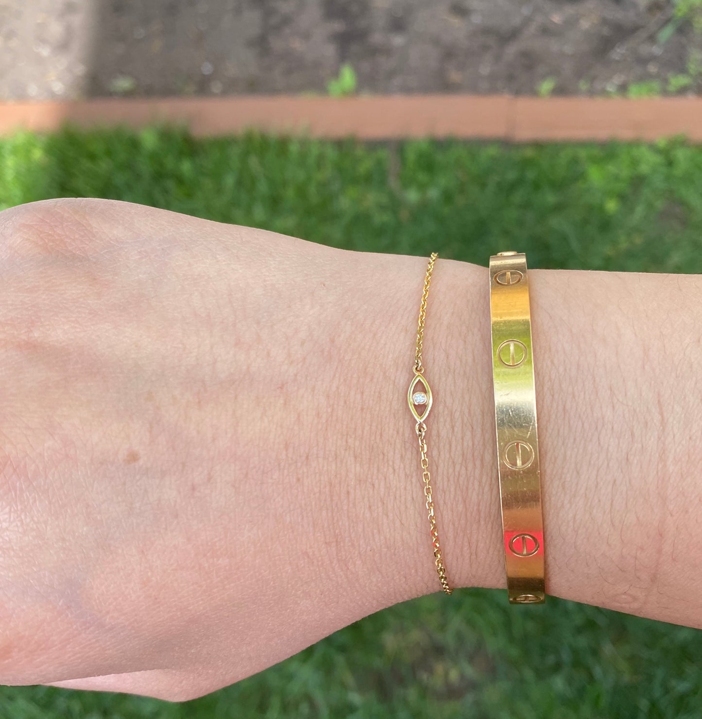 14k Gold Evil Eye Diamond Bracelet