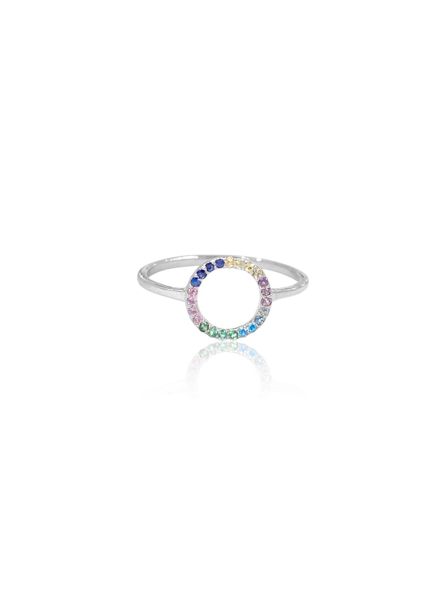 Michelle 14K Rainbow Sapphire Circle Ring
