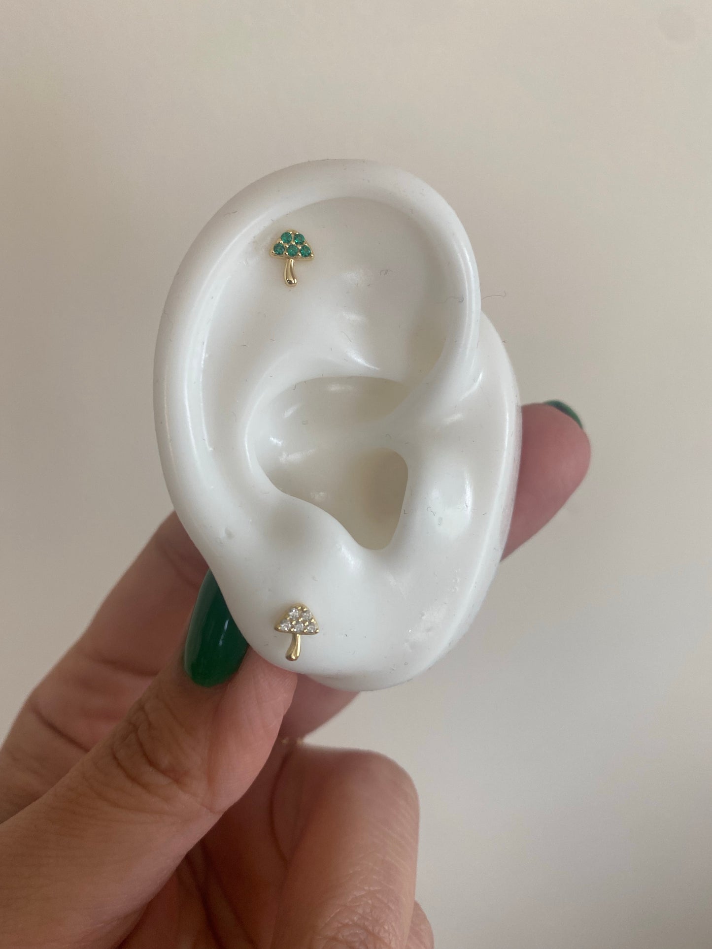 14K Gold Diamond Mushroom Earring
