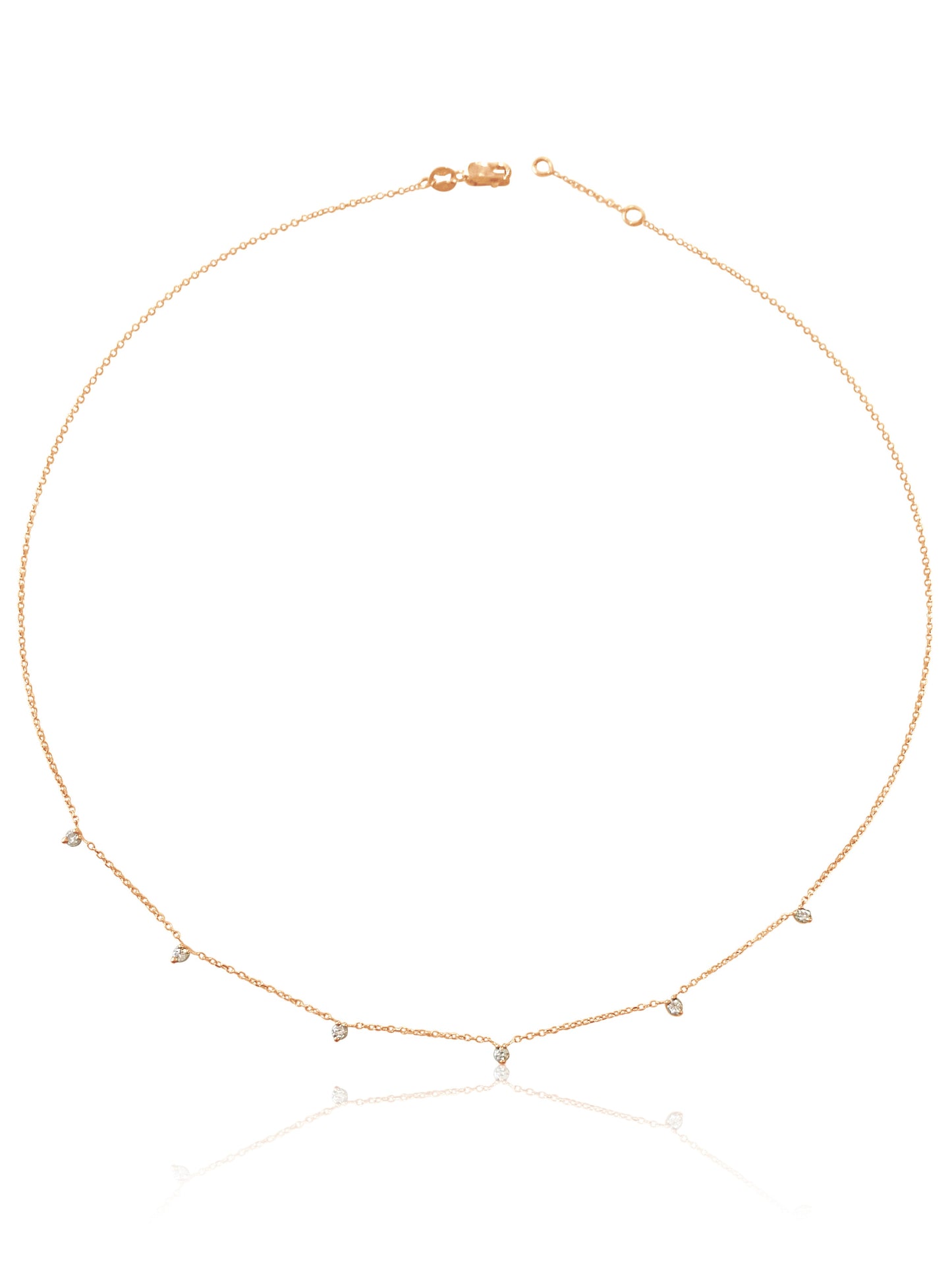 14k Gold Dangling Prong Mini Diamond Necklace