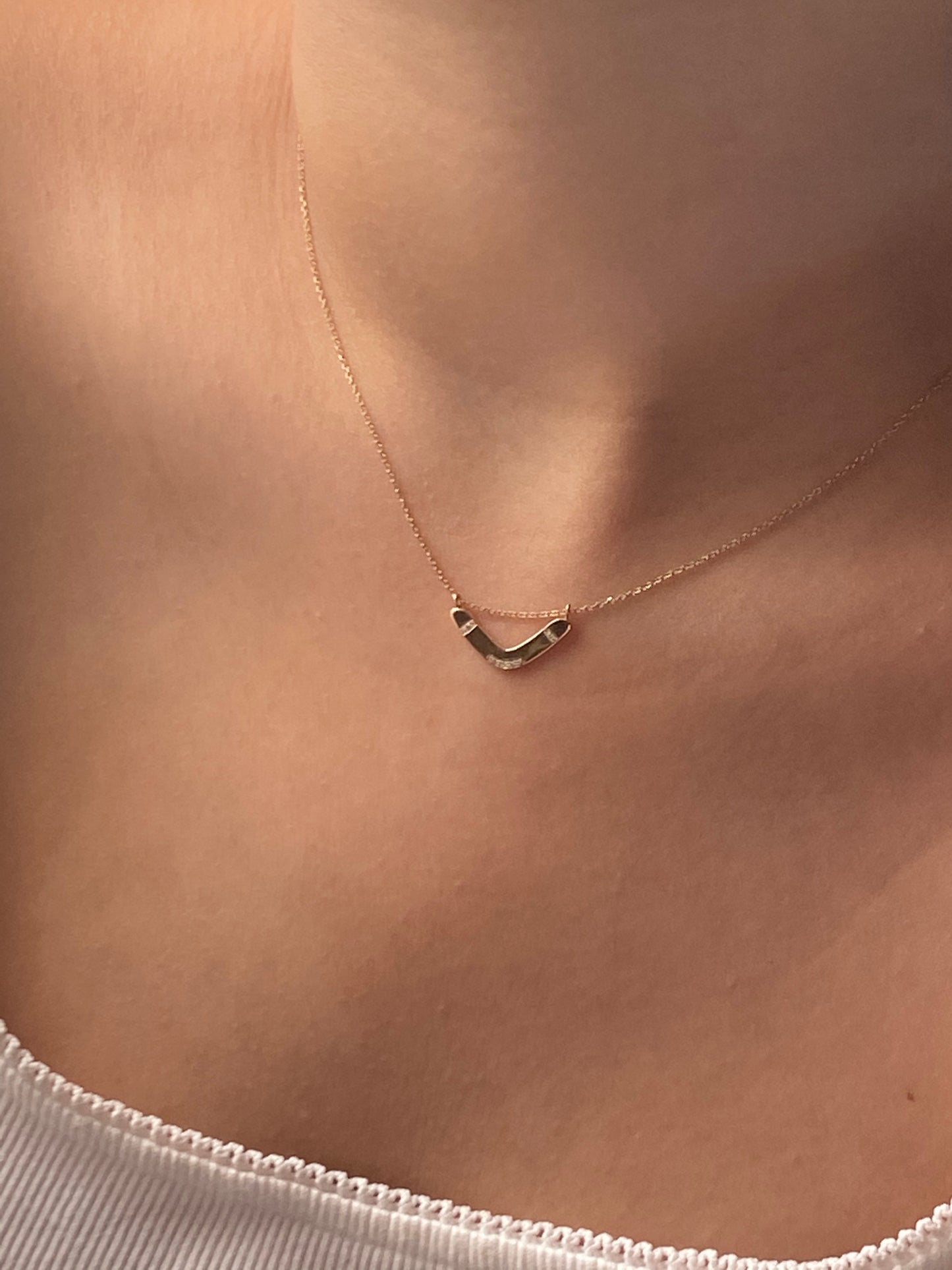 14k Diamond Boomerang Necklace