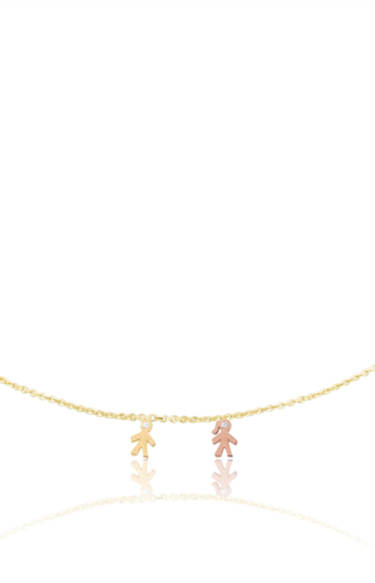 14k Mom Diamond Mini Children Necklace