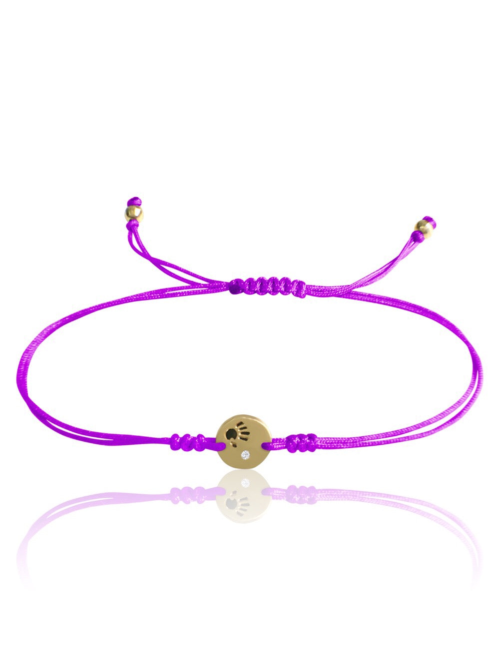 14k Gold Diamond Mini Love Is In Your Hands Macrame Bracelet