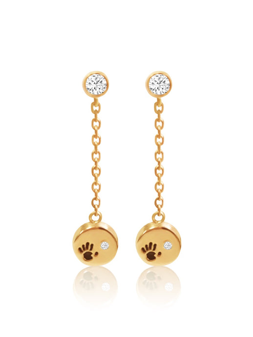 14k Diamond Love Is In Your Hands Dangling Earrings