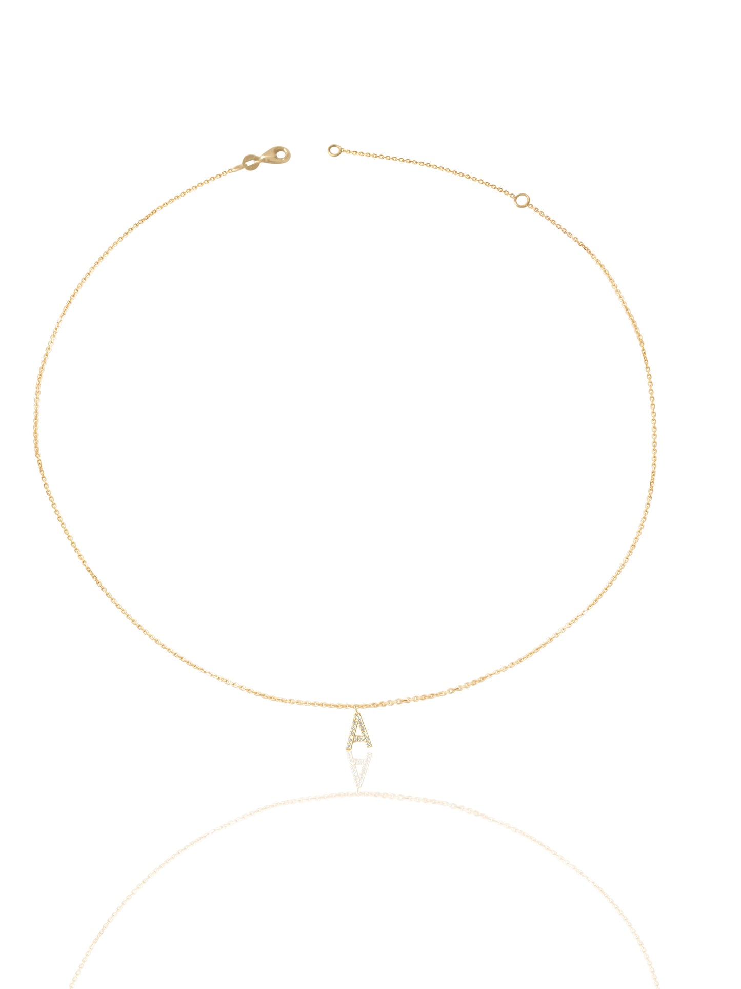 14KT Gold Micro Pave Diamond Initial Necklace