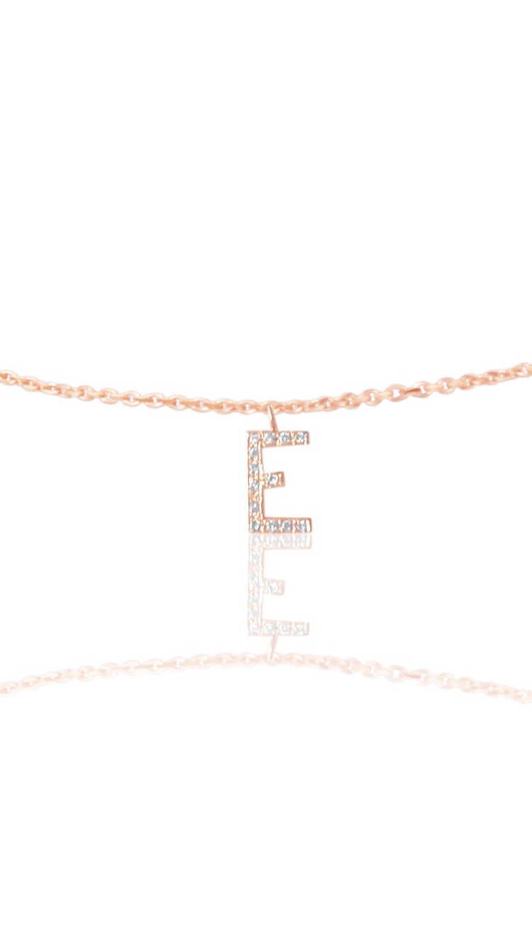 14KT Gold Micro Pave Diamond Initial Necklace