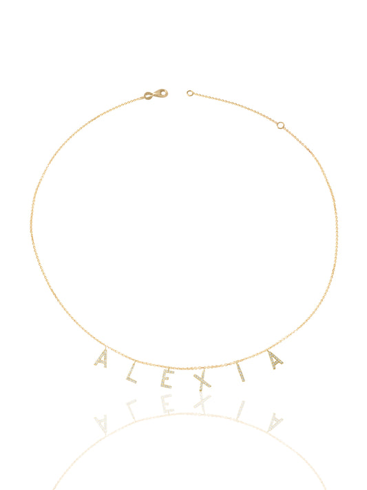 14KT Gold Micro Pave Diamond Initial Necklace