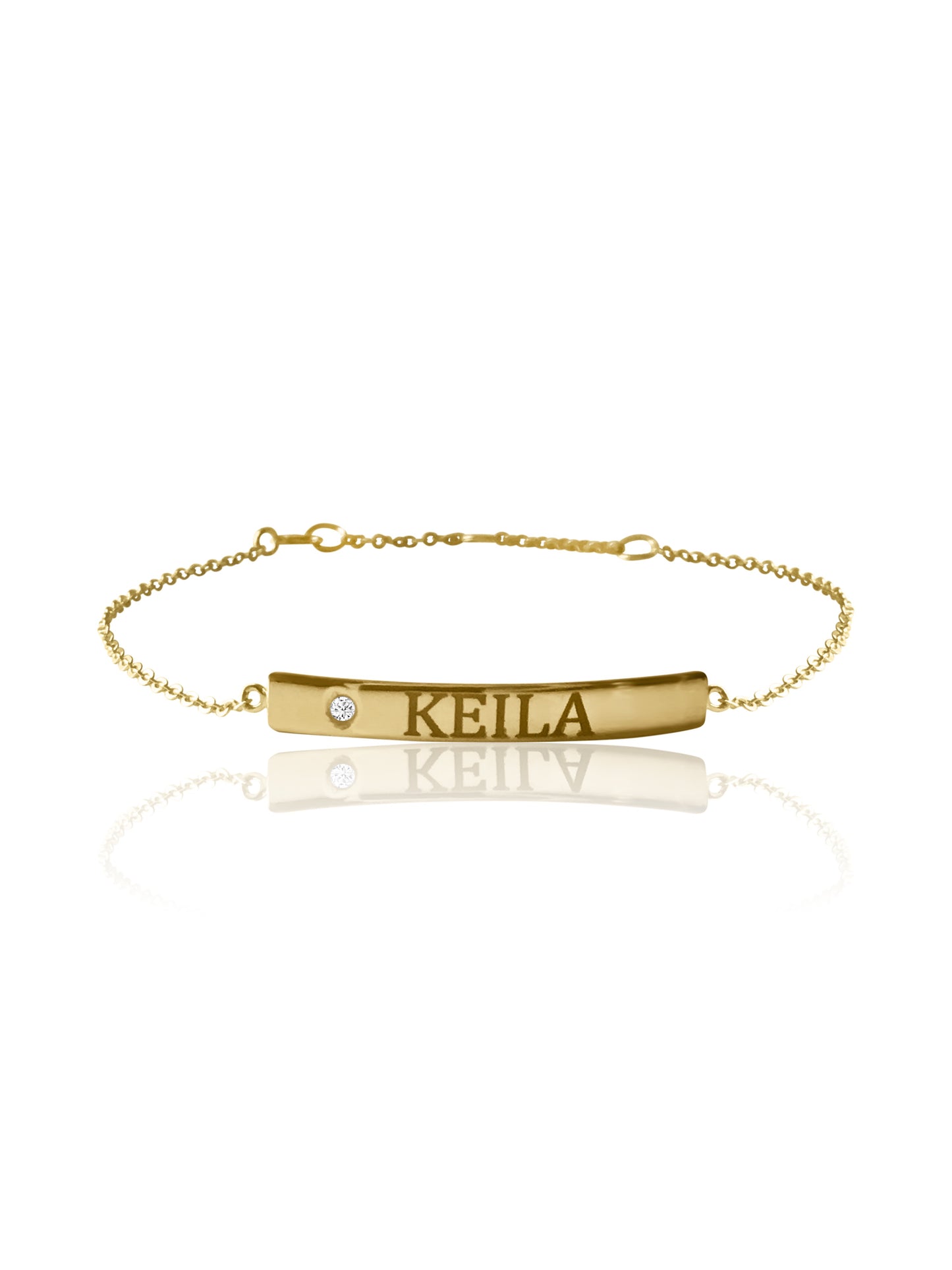 14K Diamond Engravable ID Bracelet