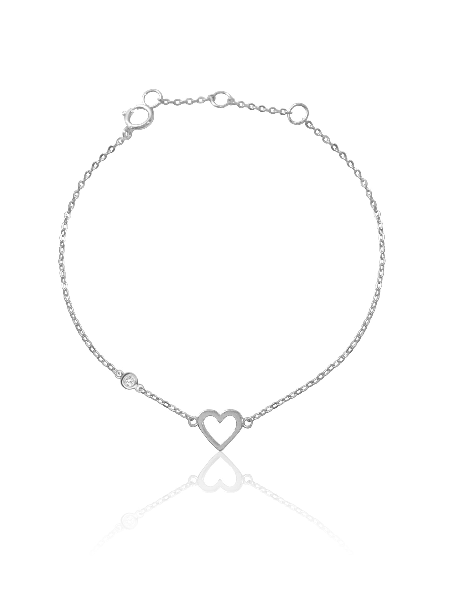 14K Heart & Diamond Bezel  Bracelet