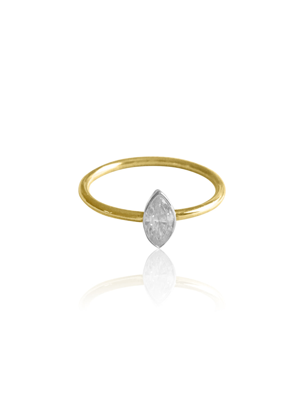 14k Gold Bezel Marquise Diamond Ring