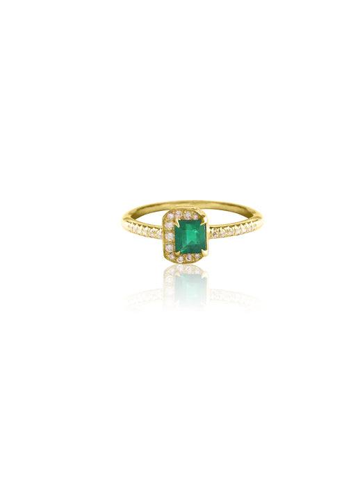 14k Gold Diamond Emerald Ring
