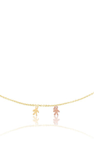 14k Mom Diamond Mini Children Necklace