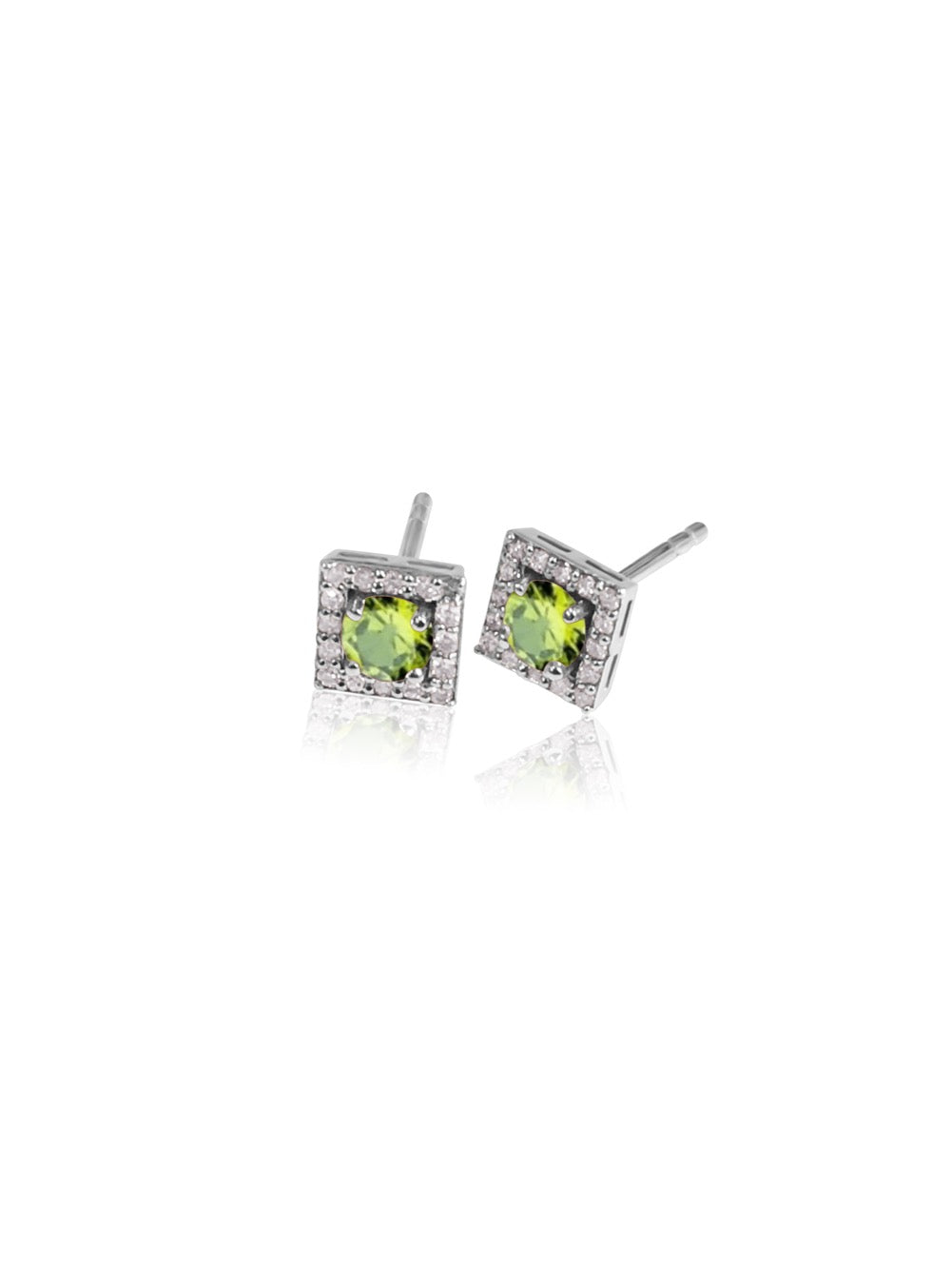 14K Gold Diamond square Halo Earrings