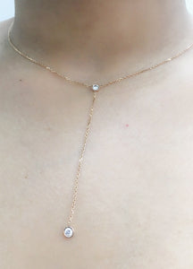 14k You & I Lariat Gemstone Necklace