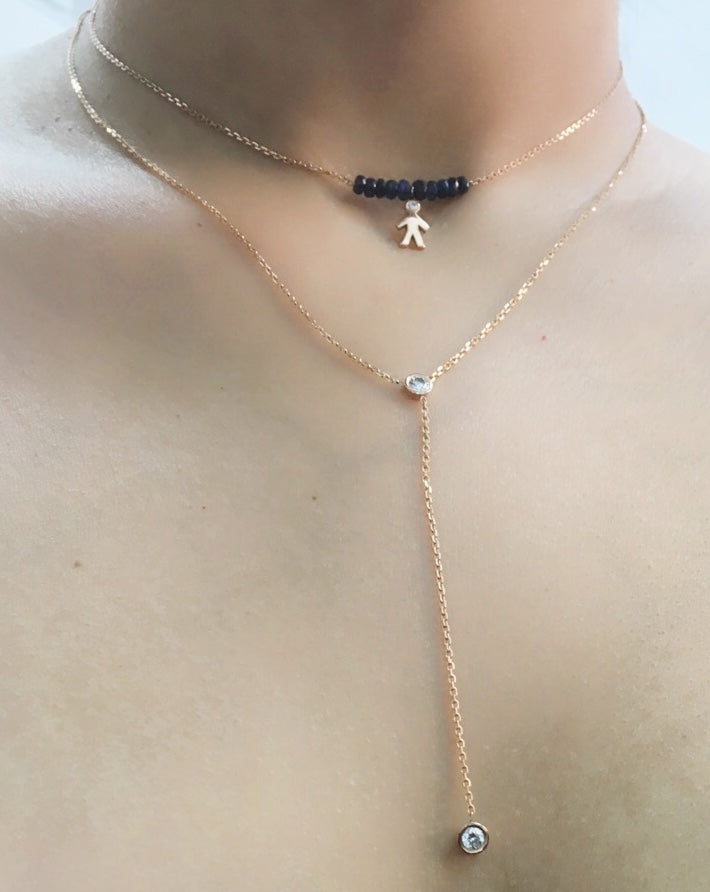14k You & I Lariat Gemstone Necklace