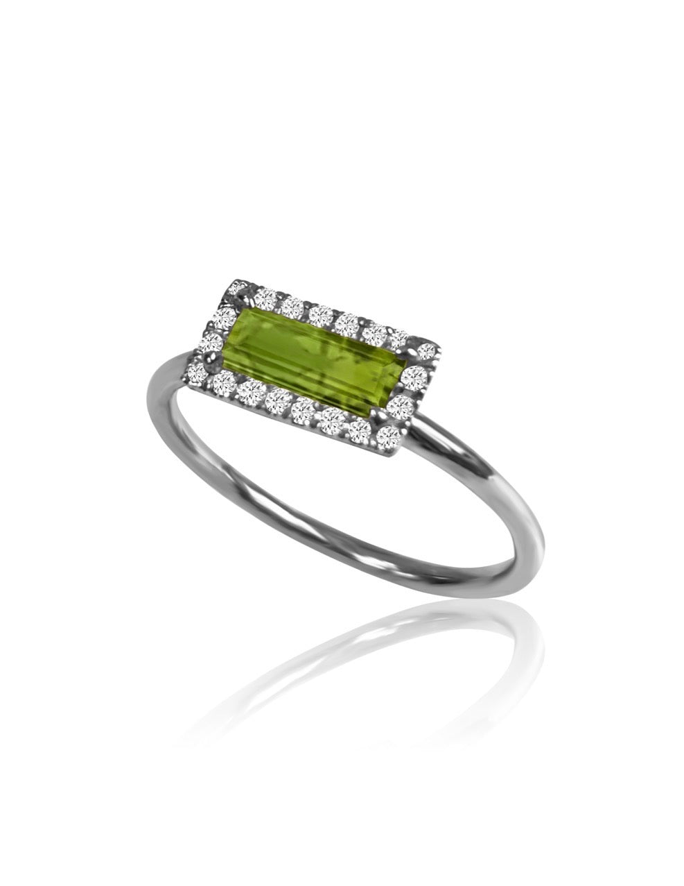 14k Gold Diamond Gemstone Baguette Ring