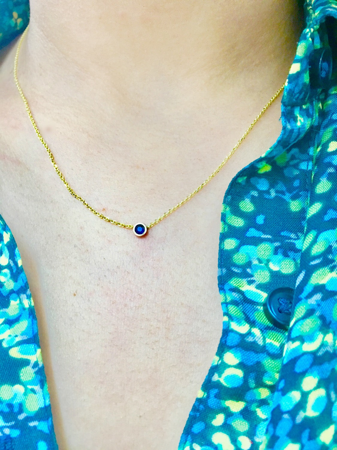 14K Gemstone Bezel Necklace