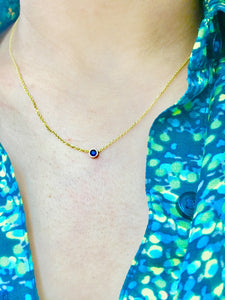 14K Gemstone Bezel Necklace