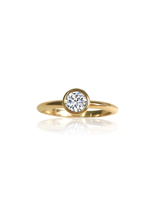 14k Gold Gem/Diamond Bezel Engagement Ring