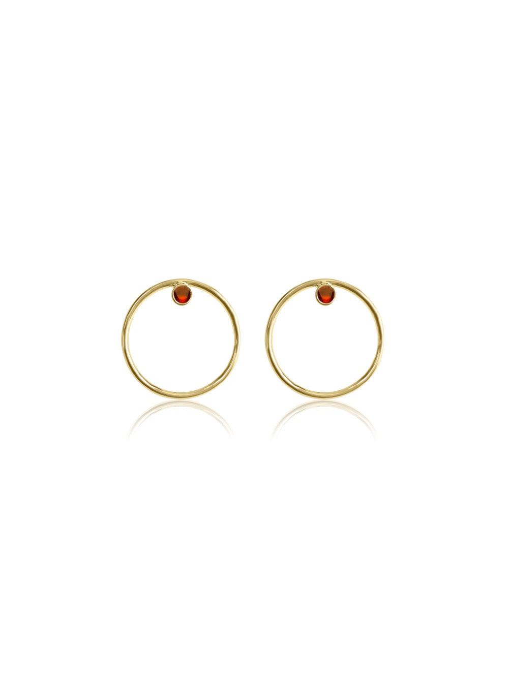 14K Gold Diamond/Gemstone Circle Earrings