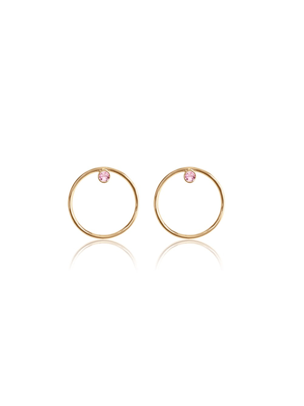 14K Gold Diamond/Gemstone Circle Earrings