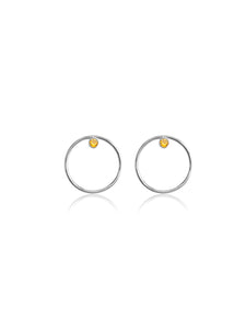14K Gold Diamond/Gemstone Circle Earrings