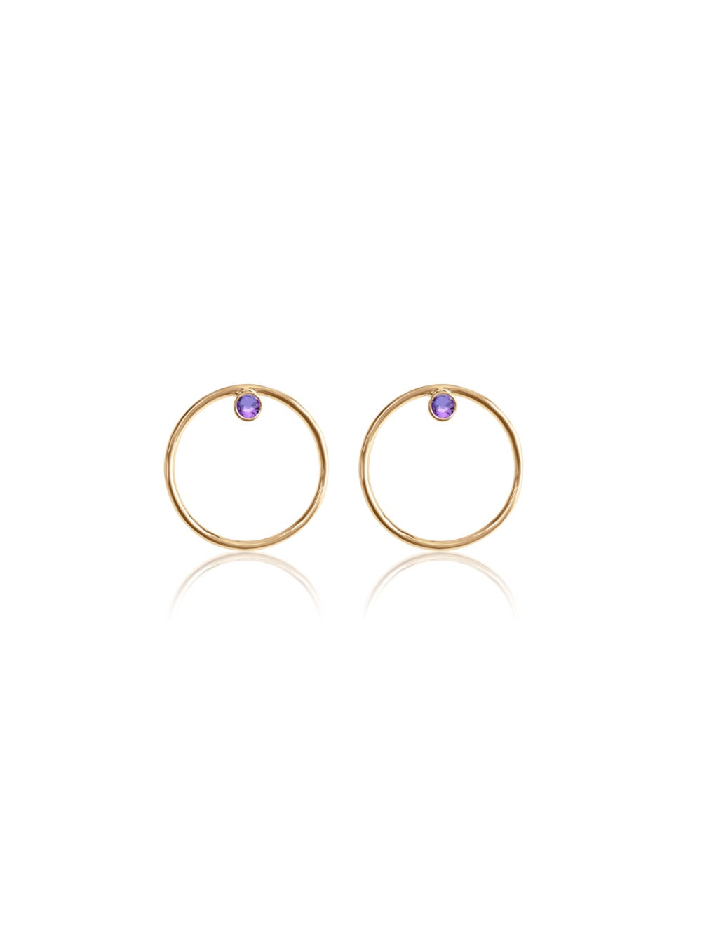 14K Gold Diamond/Gemstone Circle Earrings