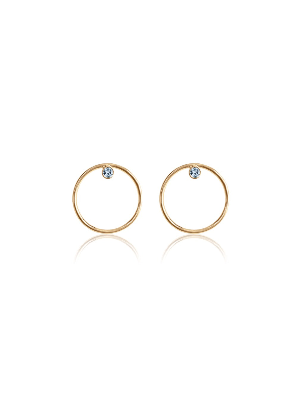 14K Gold Diamond/Gemstone Circle Earrings