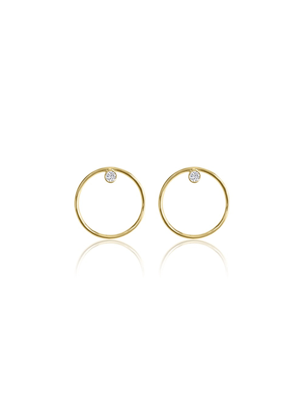 14K Gold Diamond/Gemstone Circle Earrings