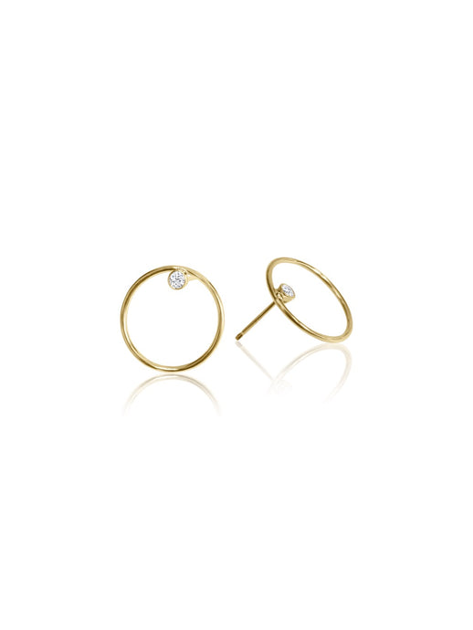 14K Gold Diamond/Gemstone Circle Earrings