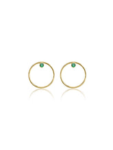 14K Gold Diamond/Gemstone Circle Earrings