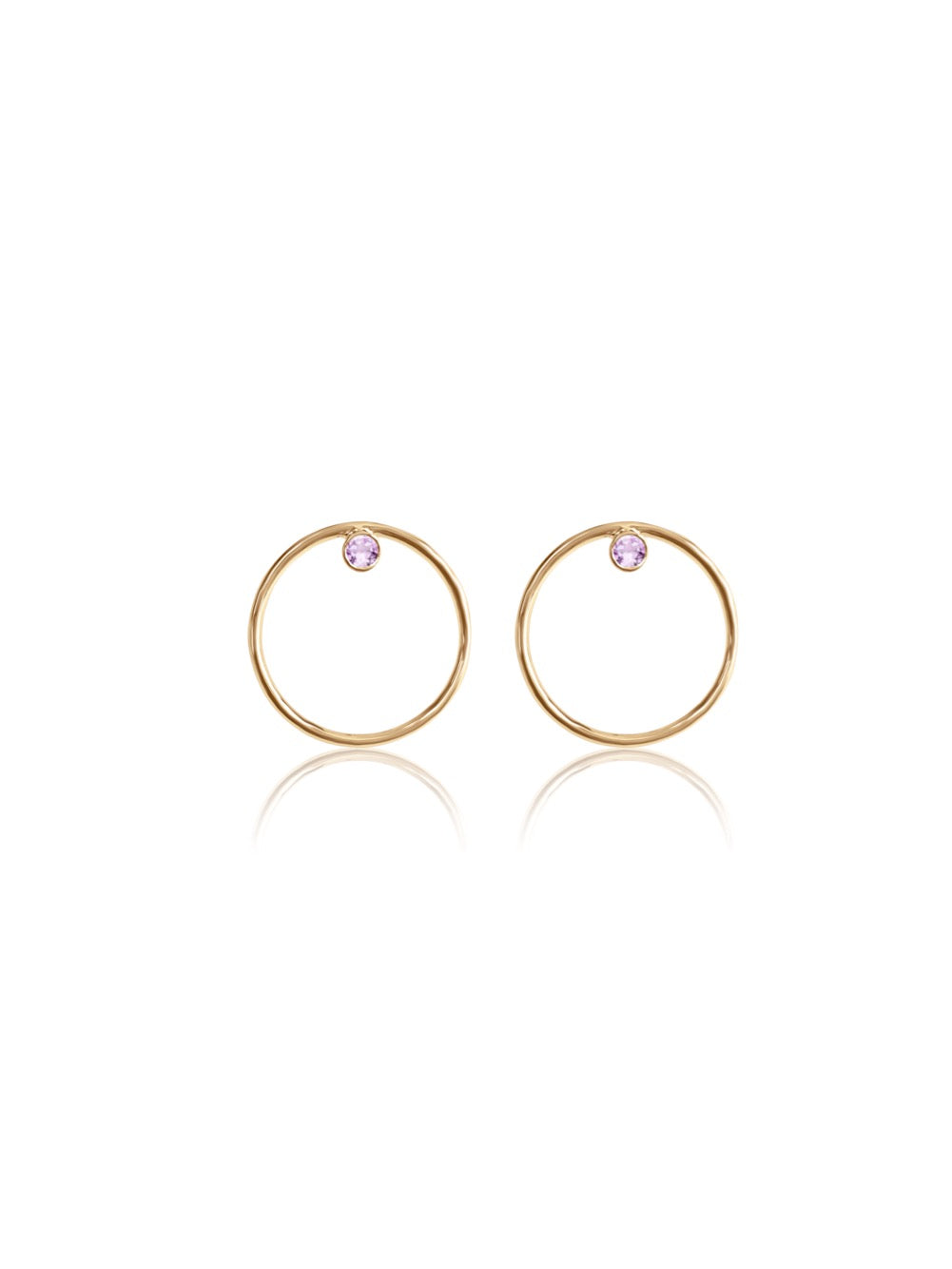 14K Gold Diamond/Gemstone Circle Earrings