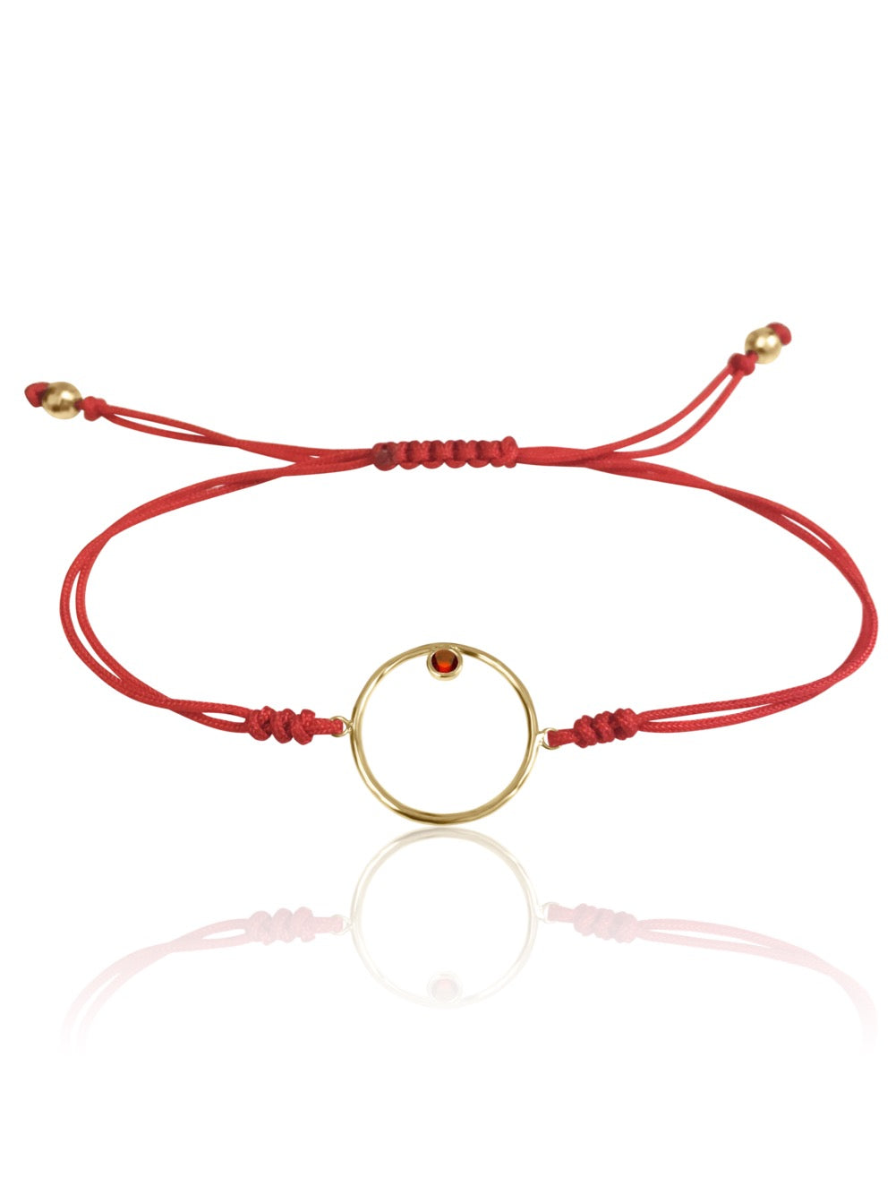 14K Diamond/Gemstone Circle Macrame Bracelet