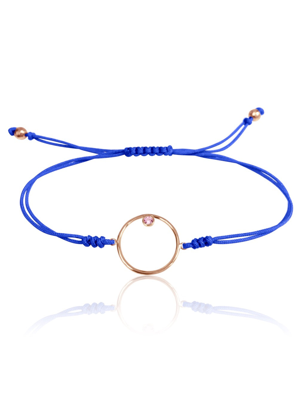 14K Diamond/Gemstone Circle Macrame Bracelet