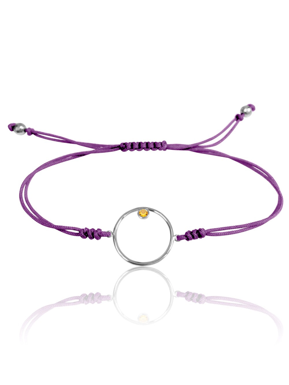 14K Diamond/Gemstone Circle Macrame Bracelet