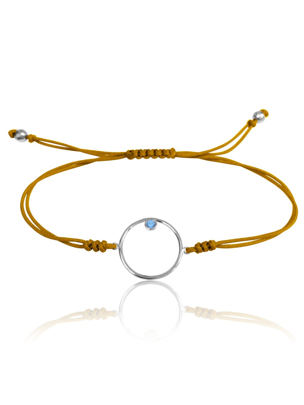 14K Diamond/Gemstone Circle Macrame Bracelet