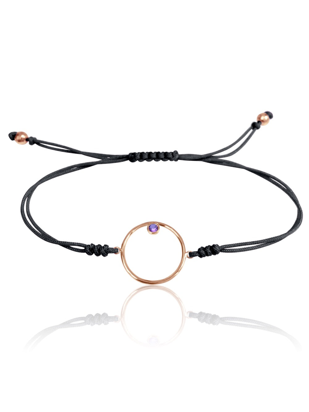 14K Diamond/Gemstone Circle Macrame Bracelet