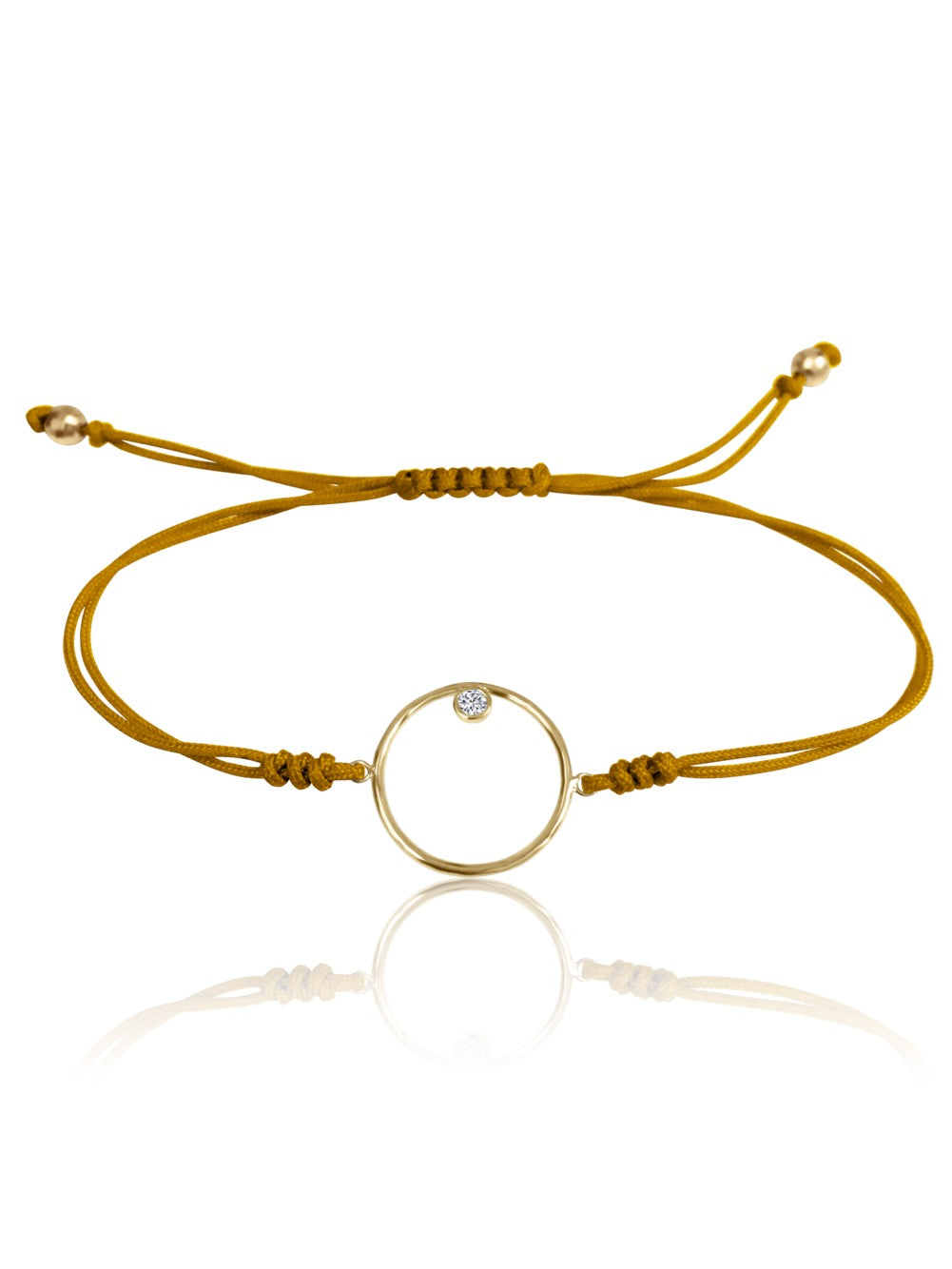14K Diamond/Gemstone Circle Macrame Bracelet