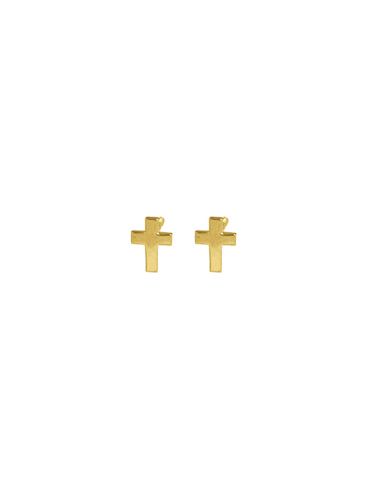 14K Mini Cross Stud Earrings