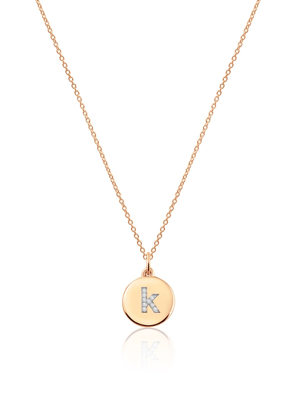 14K Gold Micro pave Diamond Initial Disc Necklace