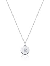 14K Gold Micro pave Diamond Initial Disc Necklace