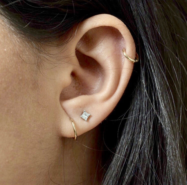 14KT Gold Mini Huggie Clicker Earring