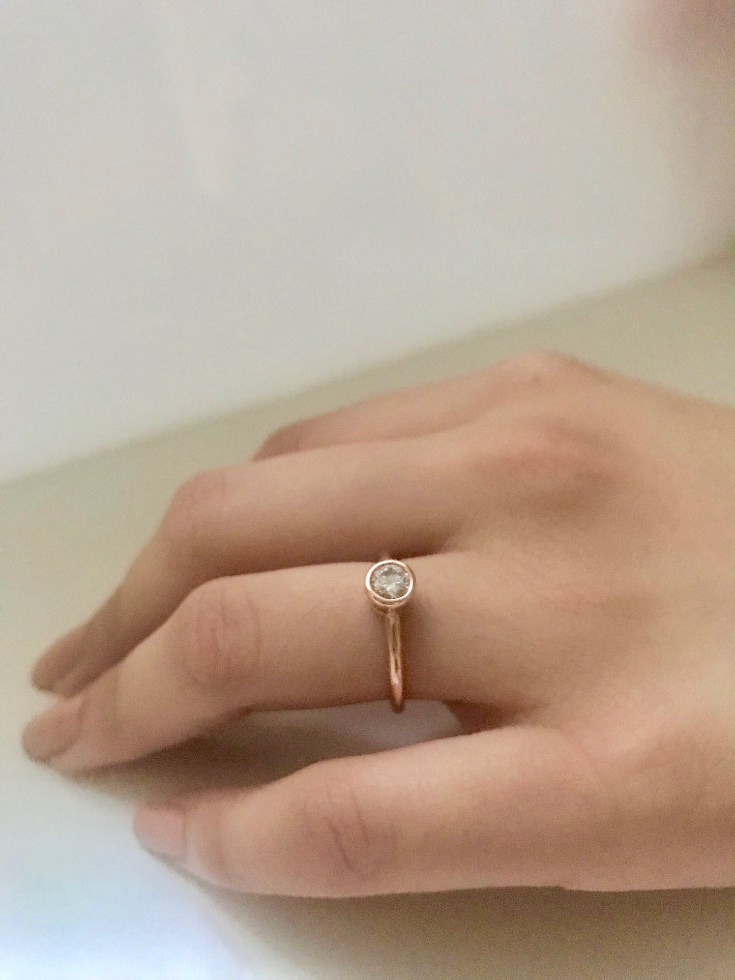 14k Gold Gem/Diamond Bezel Engagement Ring