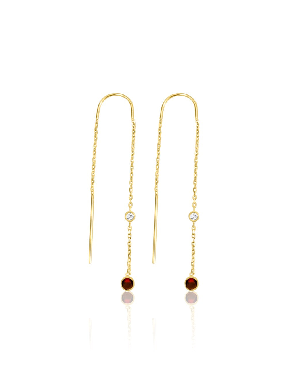 keila jewelry bezel ruby chain earrings