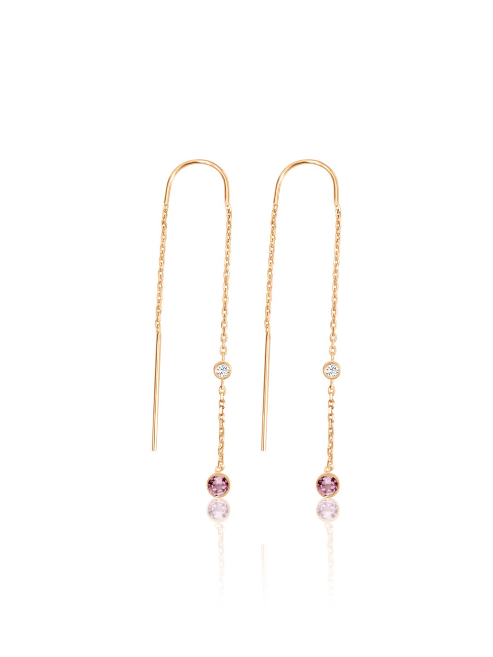 keila jewelry bezel pink tourmaline chain earrings