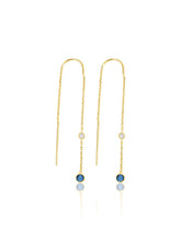 keila jewelry bezel blue topaz chain earrings