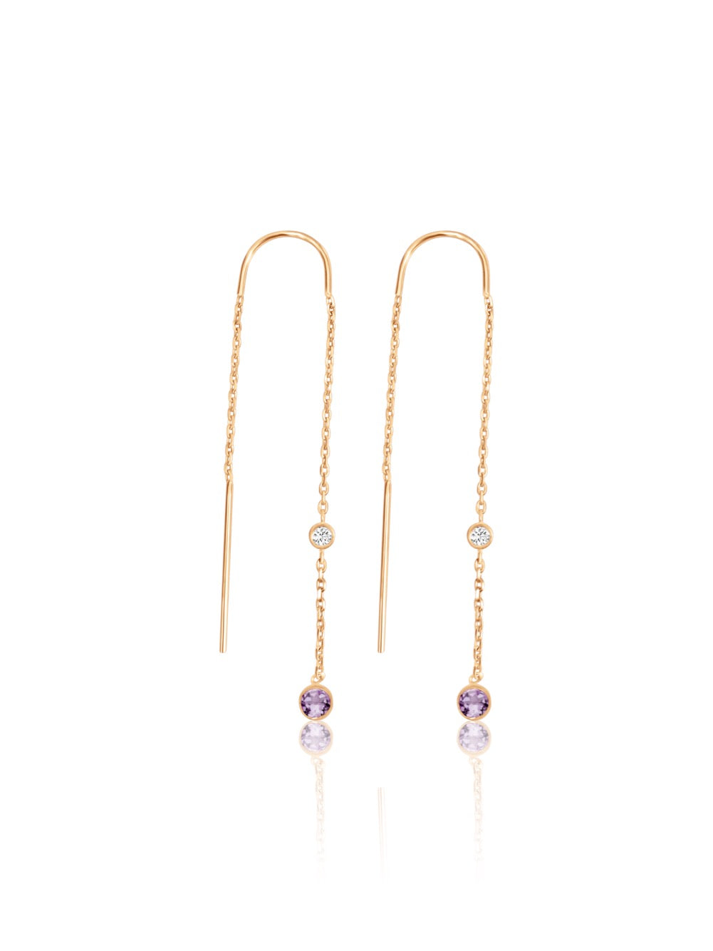 keila jewelry bezel light amethyst chain earrings