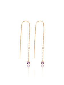 keila jewelry bezel light amethyst chain earrings